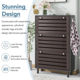 ON-TREND Minimalist Slim Tipping Bucket Shoe Cabinet with Hanging Hooks, Slits Design Panels WF308729AAB
