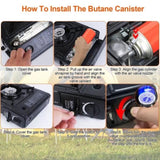 3300W Portable Camping Stove Butane Canister Dual Fuel Burner Piezo Electric Ignition Single Burner 97074926