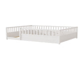 Queen Montessori Floor Bed with Safety Guardrails, Low Profile Wood Platform Bed Frame for Kids & W1858P475434