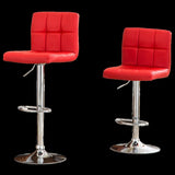 Swivel Faux Leather Adjustable Hydraulic Bar Stool, Set of 2, Red T2574P164842
