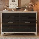 Elegant High Gloss Dresser with Metal Handle,Mirrored Storage Cabinet with 6 Drawers for N733P205355B