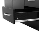 ZNTS FCH MDF With Triamine Double Doors And Five Drawers Bathroom Cabinet Black 42835201