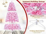 6 FT Pre-Lit Flocked Pink Christmas Tree with 8 Lighting Modes Warm White LED Lights, Hinged 79348365