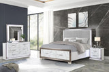 Desire Nightstand Marble-Inspired Drawer Fronts, LED Side Lighting, and Metallic Trim for G150109090
