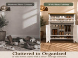 Shoe Cabinet with Flip Drawer, Boot Rack and 6 Boot Clips, Narrow Entryway Shoe Cabinet with 81940759
