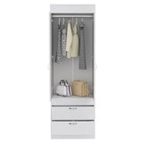 Lisboa Armoire, Rod, Double Door, Two Drawers, Metal Handles White B070P210737