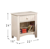 White Nightstand Shelf Storage Drawers Pine Veneer MDF Wooden 1pc Modern Nightstand HS00F4238-ID-AHD