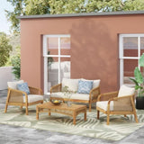 4-Pieces Acacia Wood Patio Furniture, Outdoor Furniture with Coffee Table, Patio Conversation 72408.00LBGE