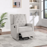 Contemporary Light Gray Color Polyfiber Swivel Recliner Chair 1pc Manual Motion Wing Back Tufted B011P184989