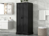 Storage Cabinet with Two Doors for Bathroom, Office, Adjustable Shelf, MDF Board, Black 55344255