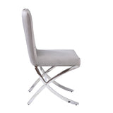 Beige and Chrome Side Chairs with Metal X Shape Legs B062P182722