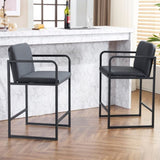 Set of 2,Modern Upholstered Counter Height Bar Stool with Armrests, Metal Frame and Padded Seat, W1901P225274