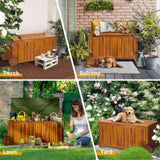 57 Gallon Outdoor Wood Storage Container with 2 Wheels, 2 in 1 Mutifunctional Garden Storage Bench 33551199