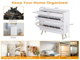 Shoe, 16 Pair Shoe Rack Storage Organizer with 2 Flip Drawers, White Entryway Shoe Storage 61976300