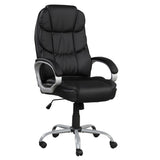 Faux Leather Height Adjustable Swivel Computer Office Chair in Black/Chrome with Padded Arms B2741P330106