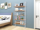 5-Shelf Wood Ladder Bookcase with Metal Frame, Industrial 5-Tier Modern Ladder Shelf Wood 89161253