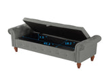 Grey, Solid Wood Legs, Velvet Bedroom End of Bed Storage, Rolled Side Sofa, Toy Storage 89074265