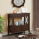36'' Farmhouse Pine Wood Console Table Entry Sofa Table with 4 Drawers & 1 Storage Shelf for W120290510