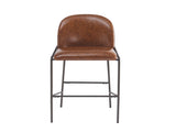 Galen Indoor Metal Upholstered Barstool, Antique Bronze Finish Frame with Brown Faux Leather, Set of N775P290453P