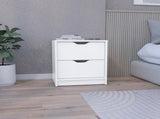 Double Drawer Nightstand 19"H, Bedside Table, White B097133026