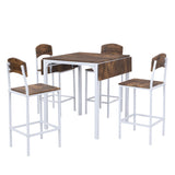 TOPMAX Farmhouse 5-piece Counter Height Drop Leaf Dining Table Set with Dining Chairs for 4,White WF290233AAK