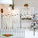 Set of 6 RC String Light Pole, 9 FT Lighting Stand with Horn Shape Hooks, LED Solar Bulbs for W2181P152206