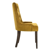 Yellow and Espresso Tufted Back Side Chairs B062P185679