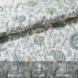 6 Piece Cotton Percale Quilt Set with Throw Pillows Aqua King/Cal King B035129022