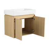 24 Inch Bathroom Vanity with Ceramic Basin, Wall Mounted Floating Vanity Sink Combo, Wooden Storage W1972P190341