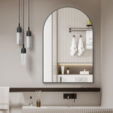 24x32 Inch Black Metal Framed Arched Bathrrom Mirror for Wall. W2203P303822