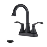 4 inches Centerset Bathroom Faucet 360&deg Swivel Spout, with Pop Up Drain - Matte Black W122470262