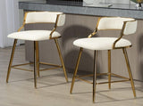 (SET of 2) 26'' Counter height bar stools Corduroy kitchen island counter bar stool with back,golden 25086377
