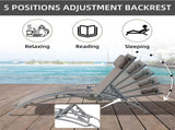 Pool Lounge Chairs Set of 3, Adjustable Aluminum Outdoor Chaise Lounge Chairs with Metal Side Table, W1859109833