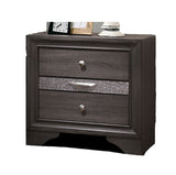 Contemporary 1pc Nightstand Gray Finish Silver Accents Hidden Jewelry Drawer Nickel Round Knob B011P145827