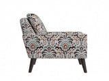 Enna Accent Arm Chair in Amber Damask Pattern with Dark Brown Solid Wood Legs B127P409852