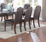 ZNTS Majestic Formal Set of 2 Side Chairs Brown Finish Rubberwood Dining Room Furniture Intricate Design B011138659