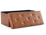 30 Inch Folding Ottoman With Storage Bench, Bedside Storage Bench With Leather Top Cover and 55686876