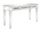 3-Drawer Modern Style Diamond-Embellished Computer Desk MDF with Mirror Finish 42*15*29.92in Silver 99489449