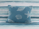 6 Piece Printed Quilt Set with Throw Pillows Aqua Full/Queen B03597637