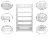 Wood-plastic Board Six Tiers Carved Shoe Rack White A 26180822