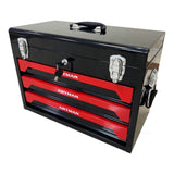 ZNTS 20'' Portable 3-Drawer Steel Toolbox, 4 Layers of Tools with Metal Latches, with Top Storage Tray W110255889