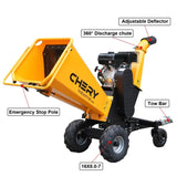 ZNTS 6'' Inch 420cc 15hp Pull Start Gas Powered 4-Wheels Wood Chipper Shredder Mulcher with Towbar/Stop W2089P218632