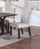 Modern Bone White Fabric 2pc Side Chairs Tufted Back Upholstered Back Rustic Espresso Wooden Legs B011P203552