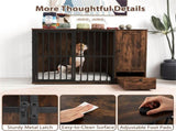 Coffee 2-in-1 Dog Crate End Table with Pull-Out Feeder, Chew-Resistant Metal Tube Pet Furniture for 11337907