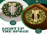 48in Pre-lit Christmas Wreath, Lighted Artificial Xmas Wreath with 150 Warm White Lights and 450 PVC 97763333