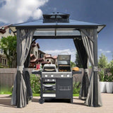 Outdoor Grill Gazebo 8 x 8FT, Hardtop BBQ Gazebo with UV-Resistant Polycarbonate Roof & Storage W765P269610