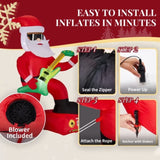7.5FT Lighted Christmas Inflatable Decoration, Inflatable Black Santa Playing Electric Guitar, Funny 18659500