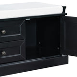 ZNTS TREXM Storage Bench with 2 Drawers and 2 Cabinets, Shoe Bench with Removable Cushion for Living WF288172AAB