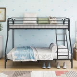Heavy Duty Twin-Over-Full Metal Bunk Bed, Easy Assembly with Enhanced Upper-Level Guardrail, Black 87935632