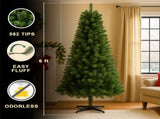 6FT Hinged Unlit Artificial Christmas Tree with 582 Tips, Full PVC Branches, Green Holiday Tree with 06947342